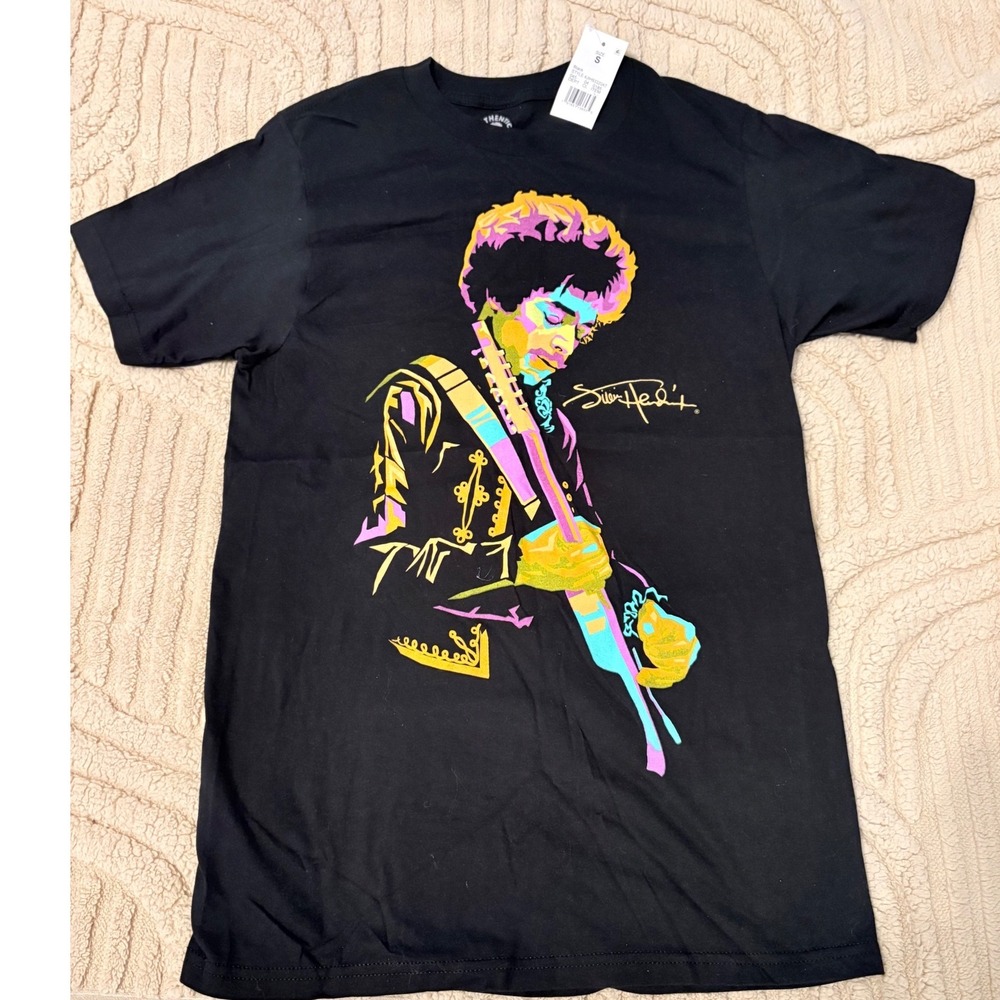 Authentic Hendrix Jimi Hendrix Neon Graphic T-Shirt Black Small 4JIH93320AT
